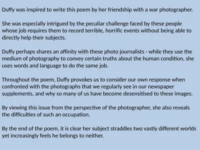 Duffy was inspired to write this poem by her