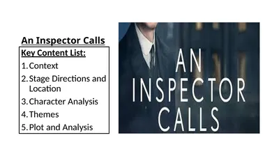 An Inspector Calls Key Content List: Context Stage