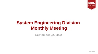 System Engineering Division Monthly Meeting