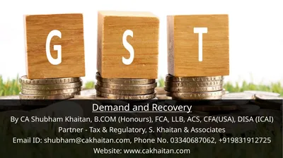 Demand and Recovery By CA Shubham Khaitan, B.COM