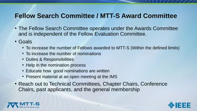 Fellow Search Committee / MTT-S Award Committee