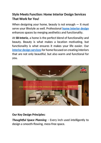 Style Meets Function: Home Interior Design Services That Work for You!