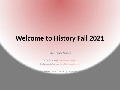 Welcome to History Fall 2021 History Faculty