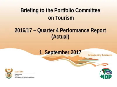 Briefing to the Portfolio Committee on Tourism