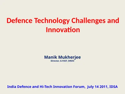 Defence Technology Challenges and Innovation India