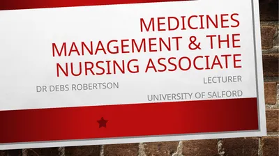 Medicines Management & The Nursing Associate Dr