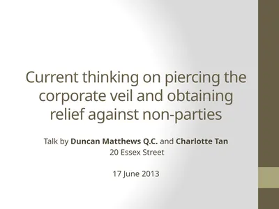 Current thinking on piercing the corporate veil