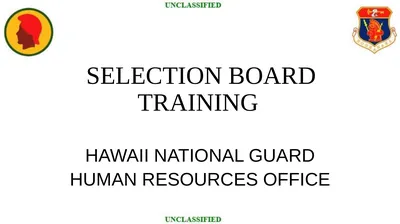 SELECTION BOARD TRAINING HAWAII NATIONAL GUARD