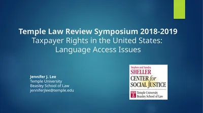 Temple Law Review Symposium 2018-2019 Taxpayer