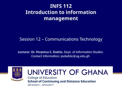 INFS 112 Introduction to information management