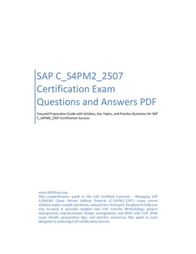 SAP C_S4PM2_2507 Certification Exam Questions and Answers PDF