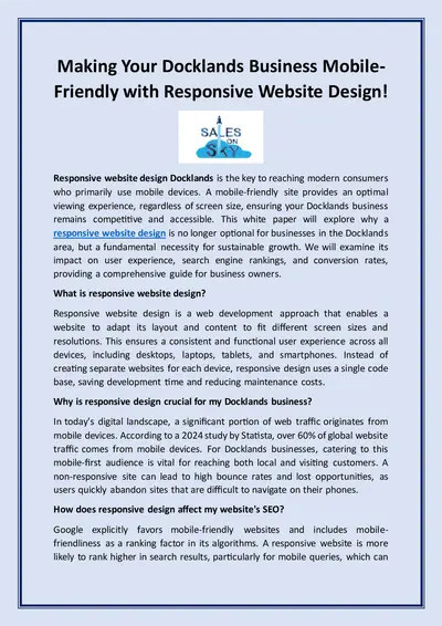 Making Your Docklands Business Mobile-Friendly with Responsive Website Design!