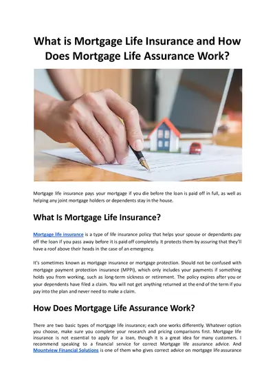 What is Mortgage Life Insurance, and How Does Mortgage Life insurance Work