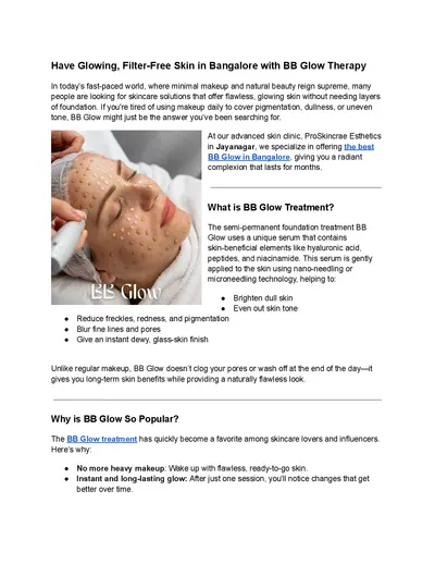 Have Glowing, Filter-Free Skin in Bangalore with BB Glow Therapy