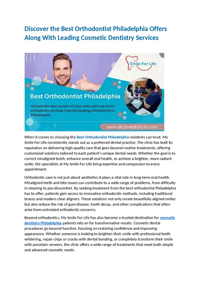 Discover the Best Orthodontist Philadelphia Offers Along With Leading Cosmetic Dentistry Services
