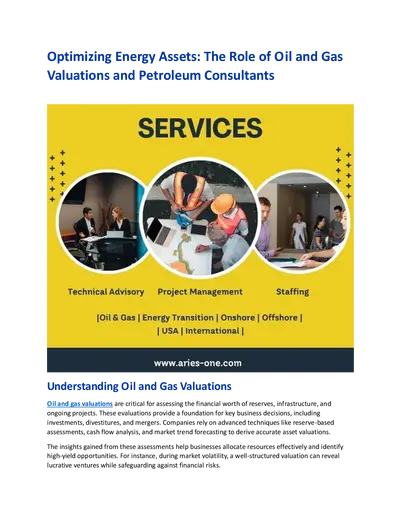 Optimizing Energy Assets: The Role of Oil and Gas Valuations and Petroleum Consultants