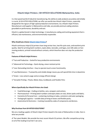 Hitachi Inkjet Printers