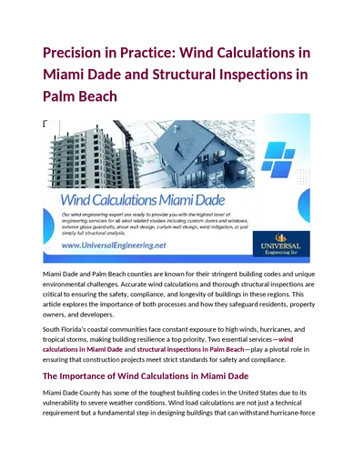 Precision in Practice: Wind Calculations in Miami Dade and Structural Inspections in Palm Beach