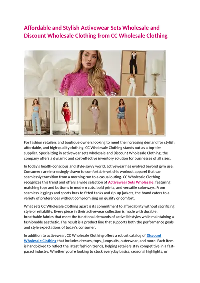 Affordable and Stylish Activewear Sets Wholesale and Discount Wholesale Clothing from CC Wholesale Clothing