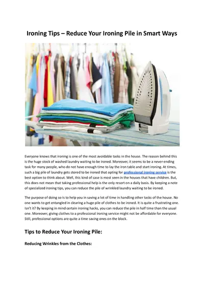 Reduce Your Ironing Pile in Smart Ways