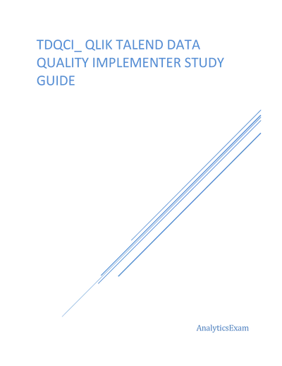 TDQCI  Qlik Talend Data Quality Implementer Study Guide
