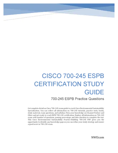 Cisco 700-245 Environmental Sustainability Practice-Building Exam Study Guide
