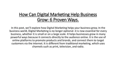 How Can Digital Marketing Help Business Grow