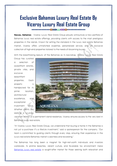 Exclusive Luxury Real Estate In The Bahamas