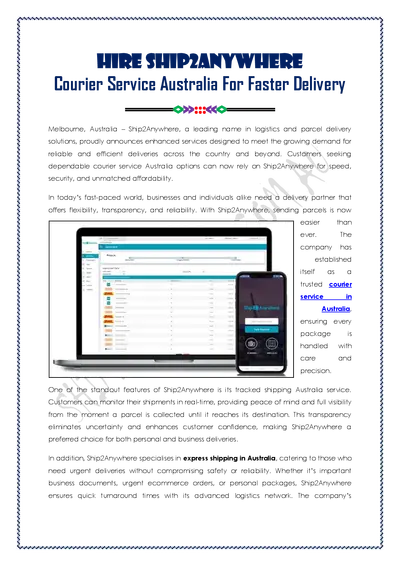 Hire Ship2Anywhere Courier Service Australia