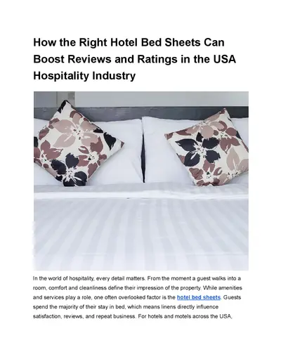 How the Right Hotel Bed Sheets Can Boost Reviews and Ratings in the USA Hospitality Industry