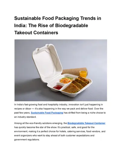 PDF-Sustainable Food Packaging Trends in India: The Rise of Biodegradable Takeout Containers