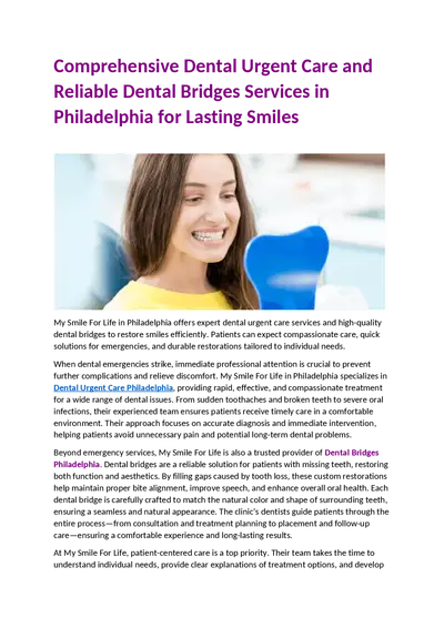 PDF-Comprehensive Dental Urgent Care and Reliable Dental Bridges Services in Philadelphia