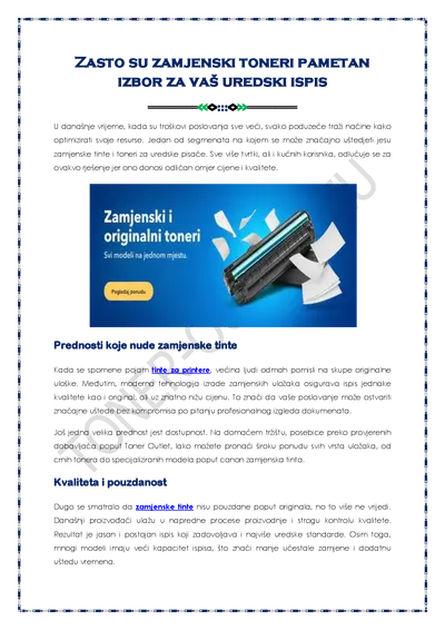 PDF-Pametan izbor zamjenske tonere za uredski ispis