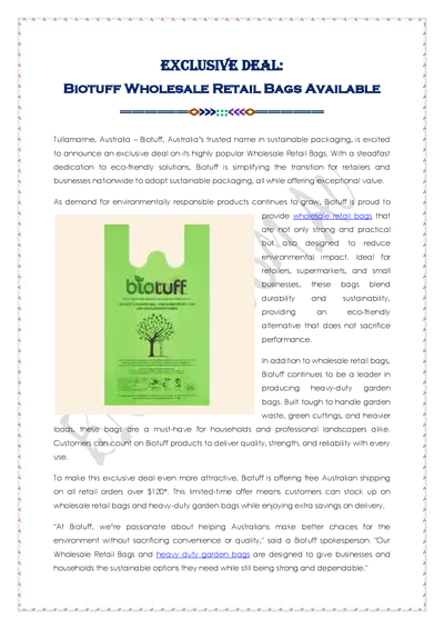 Wholesale Retail Bags Available At Biotuff