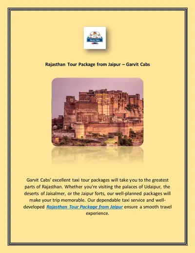 Rajasthan Tour Package from Jaipur – Garvit Cabs