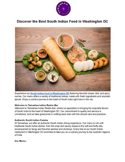 Discover the Best South Indian Food in Washington DC
