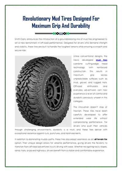 Mud Tires Designed For Maximum Grip And Durability