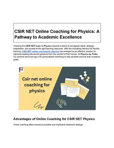 csir net online coaching for physics