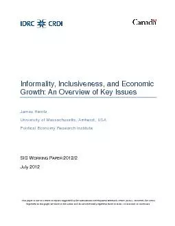 Informality, Inclusiveness, and Economic
