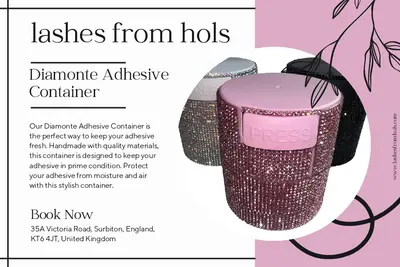 Diamonte Adhesive Container is the perfect way to keep your adhesive fresh.