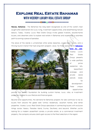 Explore Real Estate Properties In The Bahamas