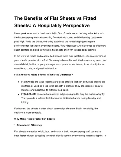The Benefits of Flat Sheets vs Fitted Sheets: A Hospitality Perspective