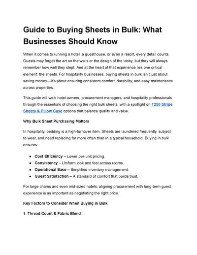 Guide to Buying Sheets in Bulk: What Businesses Should Know