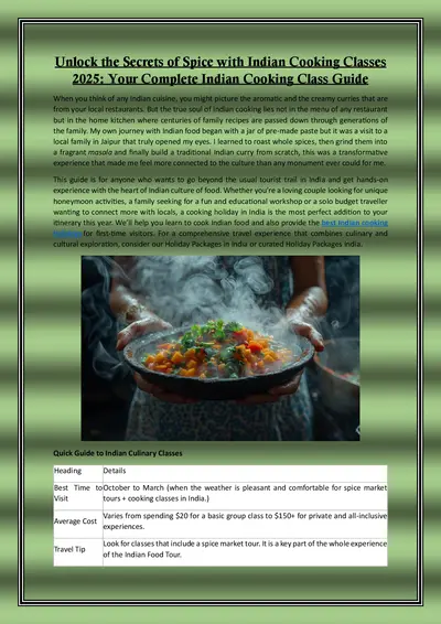 Unlock the Secrets of Spice with Indian Cooking Classes 2025: Your Complete Indian Cooking Class Guide