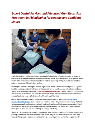 Expert Dental Services and Advanced Gum Recession Treatment in Philadelphia for Healthy and Confident Smiles