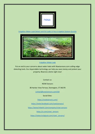 Irrigation Water Leak Detect and Fix Leaks in Your Irrigation System Quickly