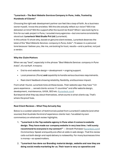 “Lunarteck – The Best Website Services Company in Pune, India, Trusted by  Hundreds of Clients”