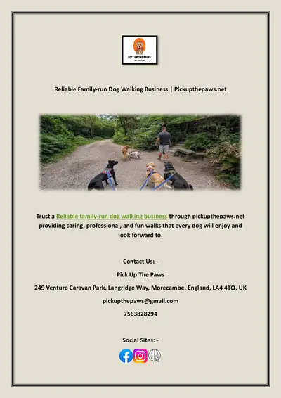 Reliable Family-run Dog Walking Business | Pickupthepaws.net