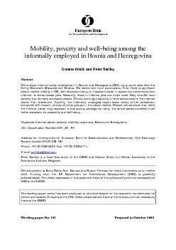 Mobility, poverty and well-being among the informally employed in Bosn