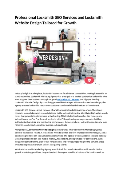 Professional Locksmith SEO Services and Locksmith Website Design Tailored for Growth